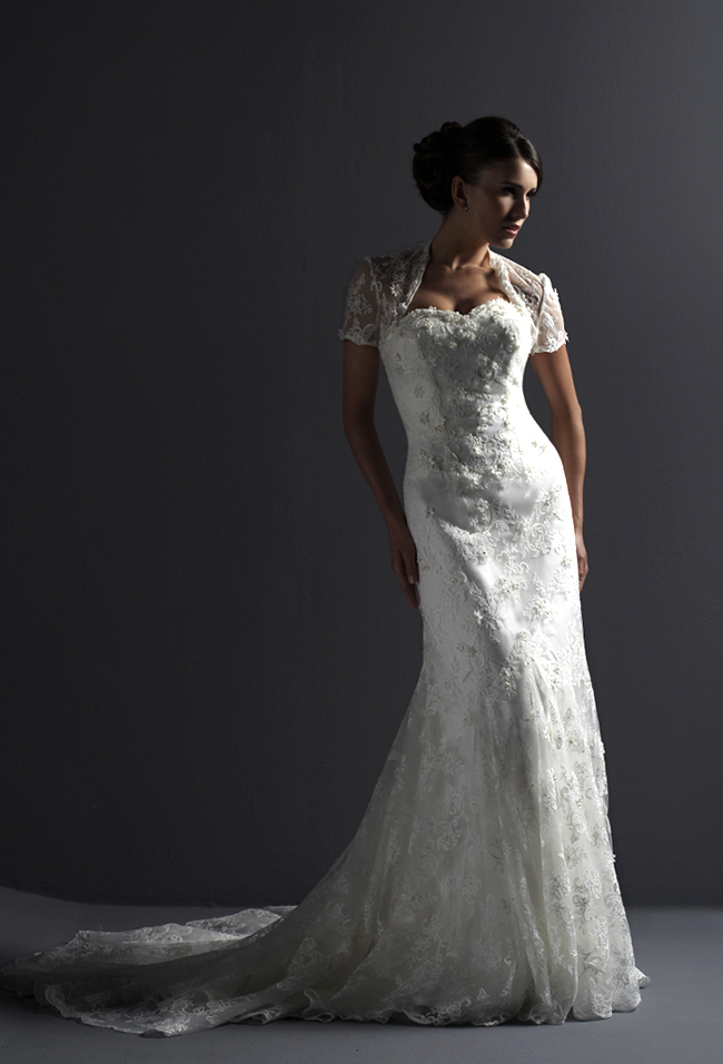 Orifashion HandmadeModest Lace Wedding Dress with Lace Bolero B - Click Image to Close